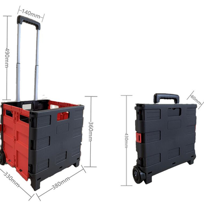 38*36*30CM Folding Plastic Foldable Portable Trolley Market PP Shopping Trolley Grocery Serving Cart